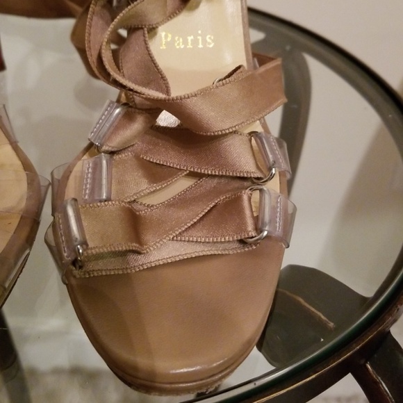 Louboutin Nymphette beige heels sz 39.5, 120m - Picture 4 of 8